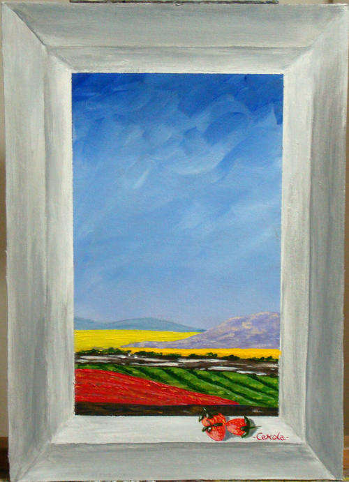 "Landscape through The Window" painted by Carola.  Original. Size 355mm x 255mm