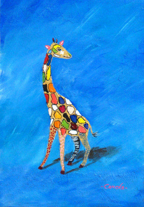 "Geee-Raff"   Painted by Carola.  Original. SIZE : 360mm x 255mm  Abstract with a difference.