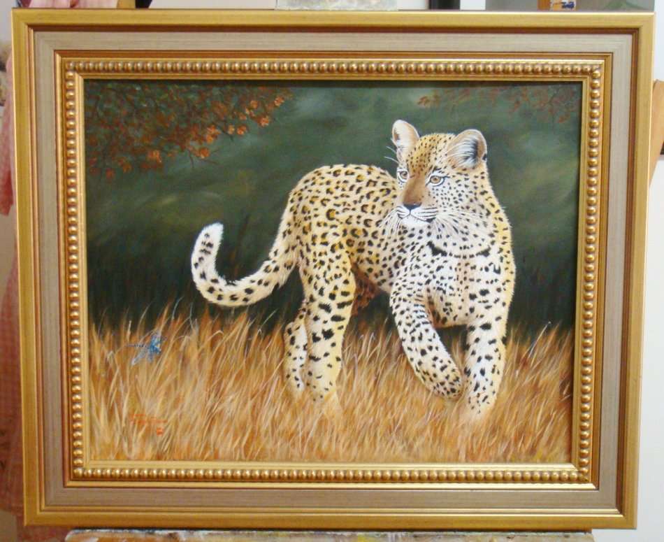 `STALKER`  -  BEAUTIFULY FRAMED OIL - ORIGINAL !!  by  Yvonne Carola-Pearce - Size 800mm x 670mm