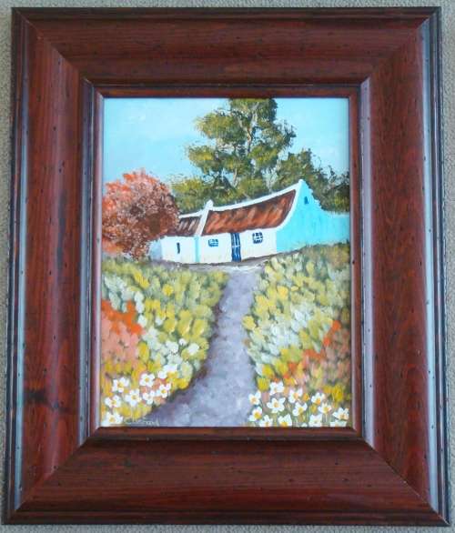 `Cape Houses 2. ` Original Oil Painting by C Leeferink - FRAMED - READY TO HANG - Size 475mm x 400mm