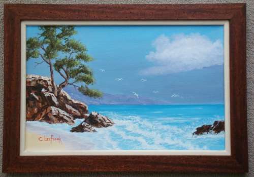 `WEST COAST`  -  BEAUTIFULY FRAMED OIL - ORIGINAL !!  by  C.  Leeferink - Size 465mm x 325mm