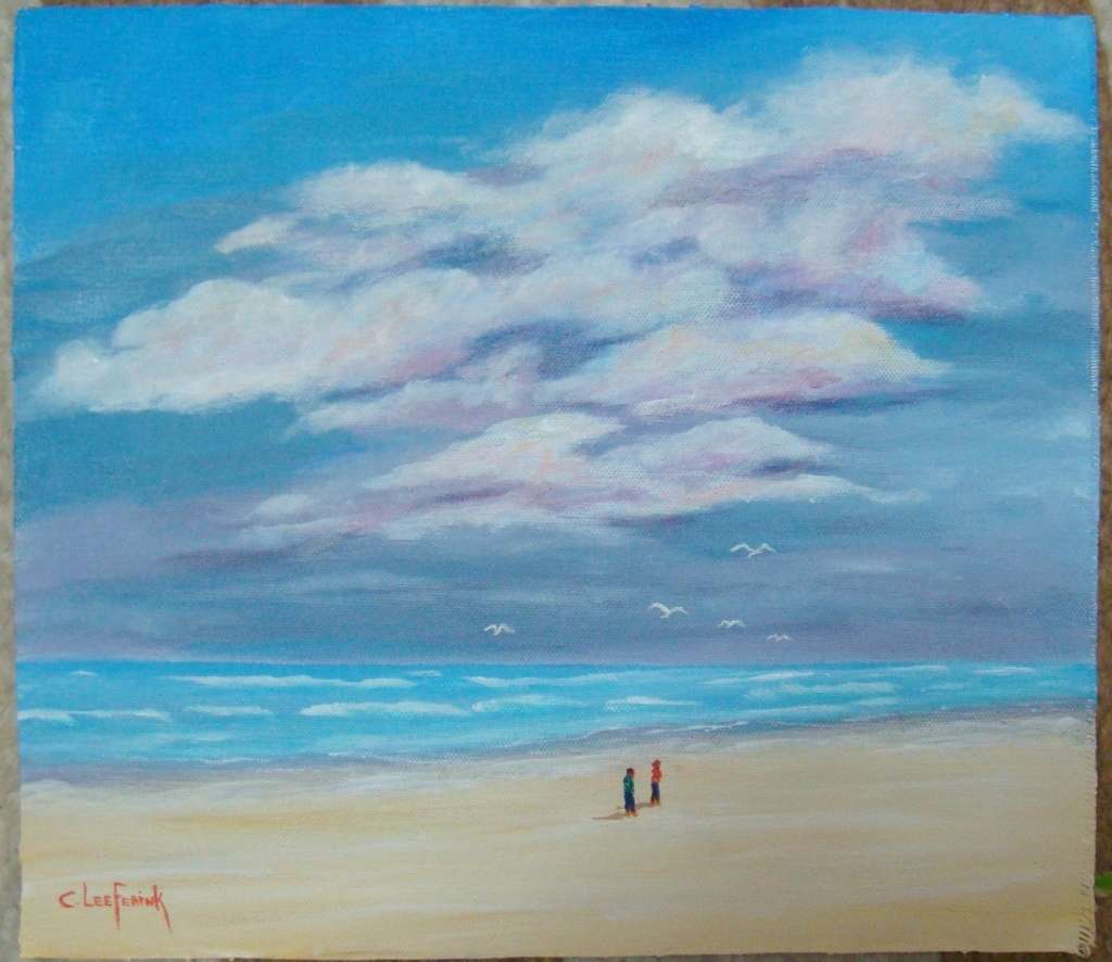 ` KZN by the sea`  -  BEAUTIFULY FRAMED OIL - ORIGINAL !!  by  C.  Leeferink - Size 390mm x 350mm