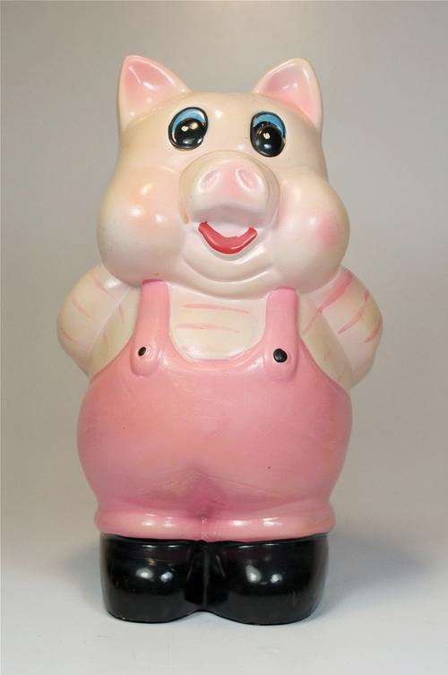 Vintage hand-painted porcelain MISS PIGGY bank in great condition - 24cm tall