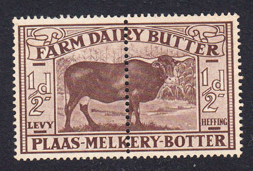 Union of South Africa 1930 1/2d Farm Dairy Levy revenue , M/H (fault)  (BF 1 , 25 pounds)
