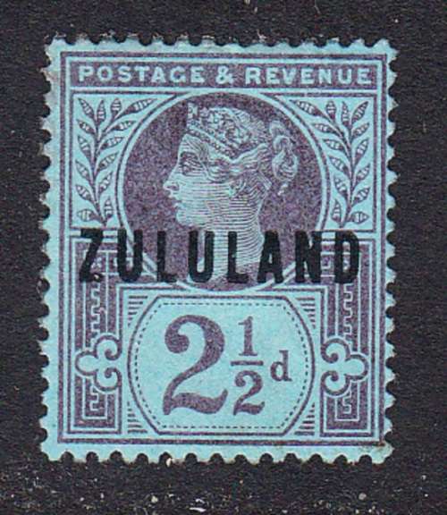 Zululand 1888-93 QV 2 1/2d with OFFSET ON BACK  , M/H       (SACC 4 , CV R600)