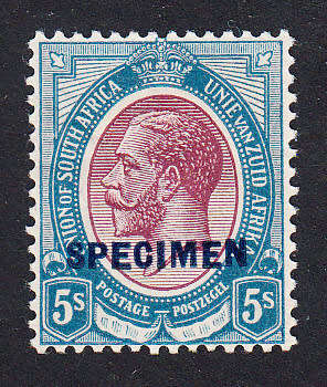 Union of South Africa 1913 KG V 5s SPECIMEN (blue) , M/H