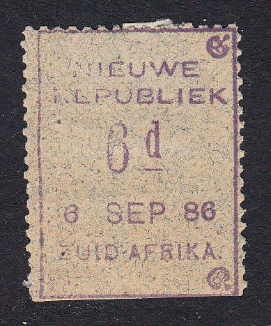 New Republic 1886/7 6d on blue granite paper , M/H   (SACC 30 ,CV R250)