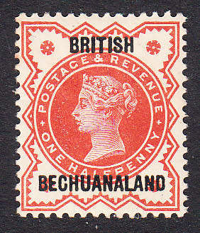 Bechuanaland 1887 QV 1/2d vermillion , M/H          (SACC 9, CV R35))