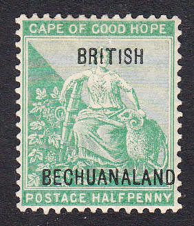 Bechuanaland 1890 1/2d green COGH overprinted, MLH          (SACC 54, CV R55))
