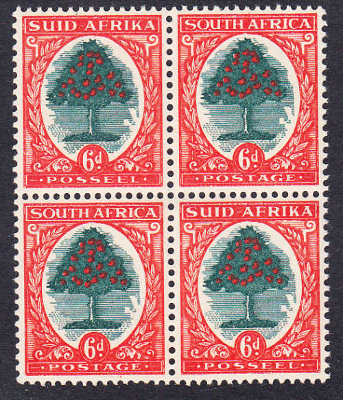 Union of South Africa 1946 6d green & red orange Hyphenated Pictorials B4 , MNH