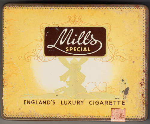 Union of South Africa 11 1/4d Cigarette Tax revenue label on Mills tin