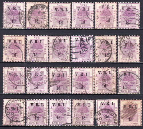 Orange Free State 1900 1d on 1d postmarks , used     ( 2 scans )