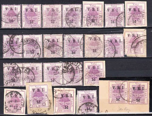 Orange Free State 1900 1d on 1d postmarks , used     ( 2 scans )