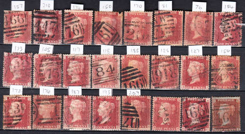 GB 1858> QV 1d Penny red lot, used