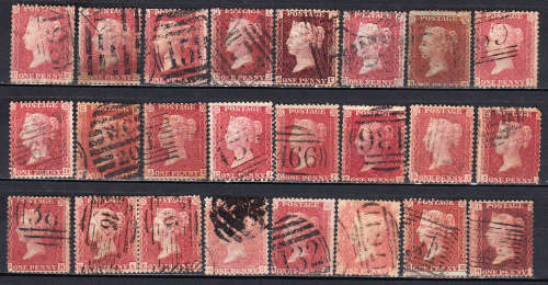 GB 1858> QV 1d Penny red lot, used