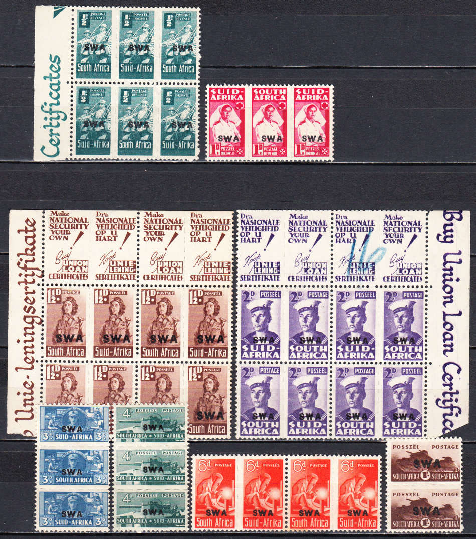 SWA 1942-44 Small War Effort bantam set , MNH & M/N              (SACC 149-155,157 , CV R 1000+)