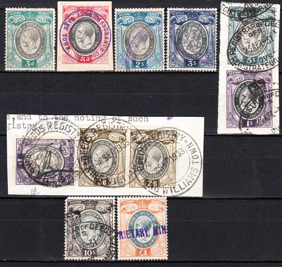Union of South Africa KG V small format revenue lot , used