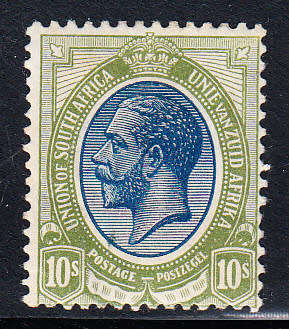 Union of South Africa 1913 KG V 10s blue & olive green, MLH         ( SACC 15 , CV R4500)