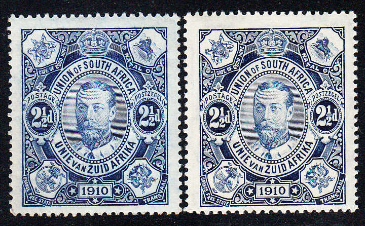 Union of South Africa 1910 2 1/2d both shades , MLH         ( SACC 1 )