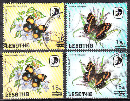 Lesotho 1984 Butterfly stamps with variety , used