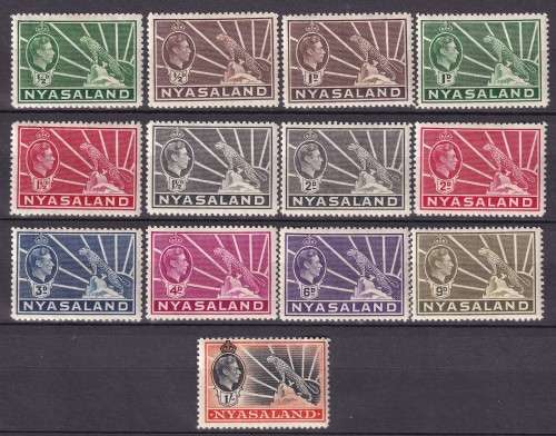 Nyasaland KG VI 1838-44 part set to 1s, M/H    (SG 130-138)