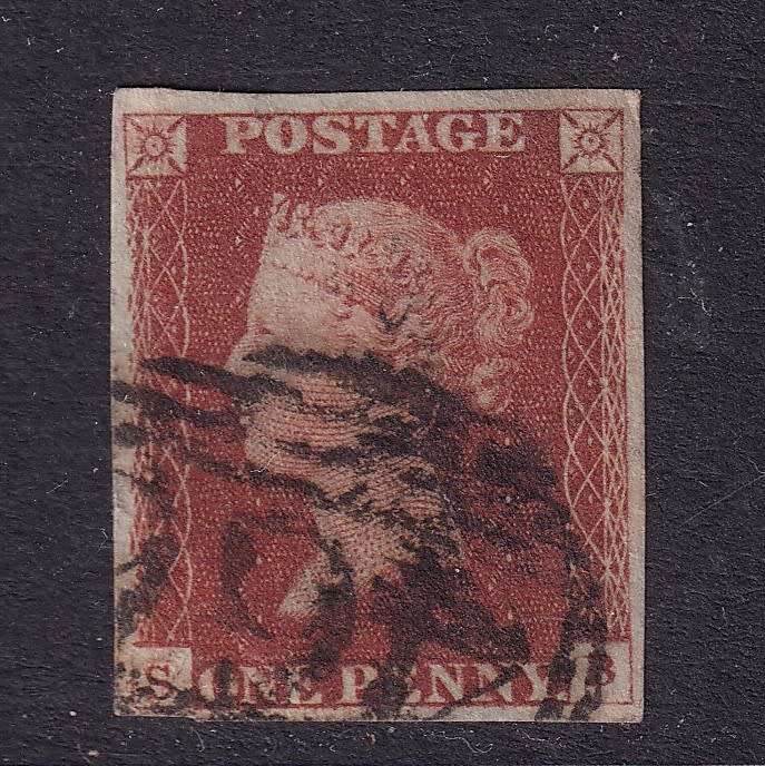 GB 1854-79 QV 1d Penny red imperforated  (W2), used