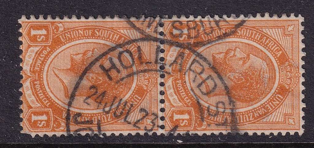 South Africa 1923 HOLLARD STREET JHB cancel on 1s Kings head (Putzel RR), used and scarce