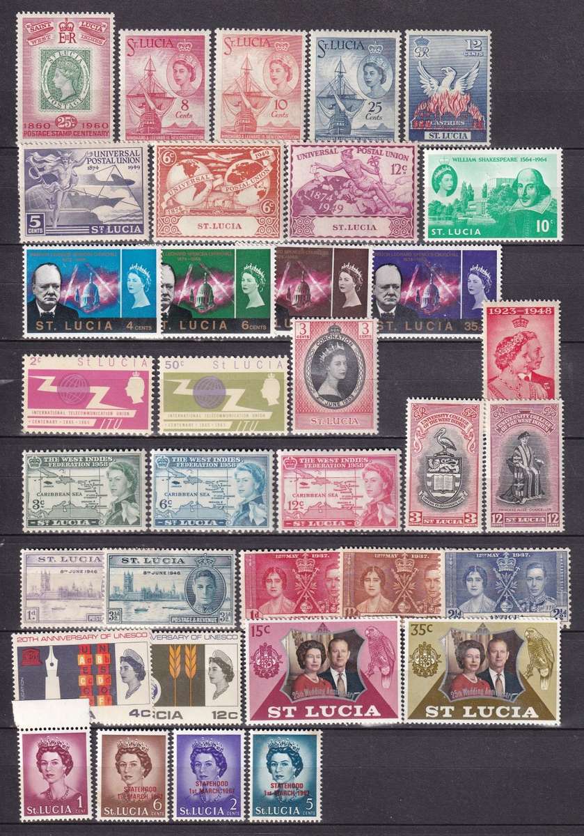 St Lucia 1937> sets & part sets , M/H & MNH                ( 2 X SCANS)