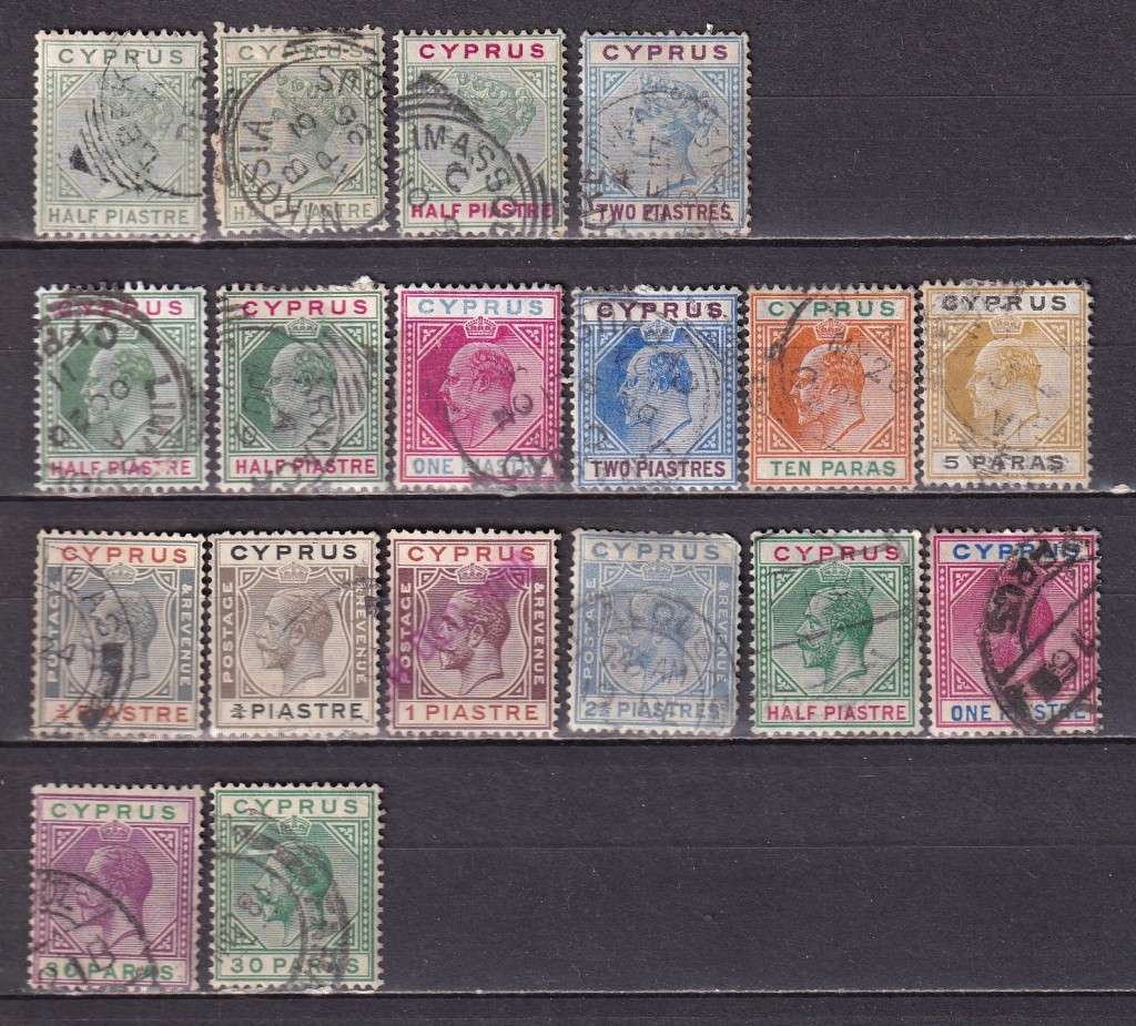 Cyprus 1892> QV,KE ,KG V part sets, used