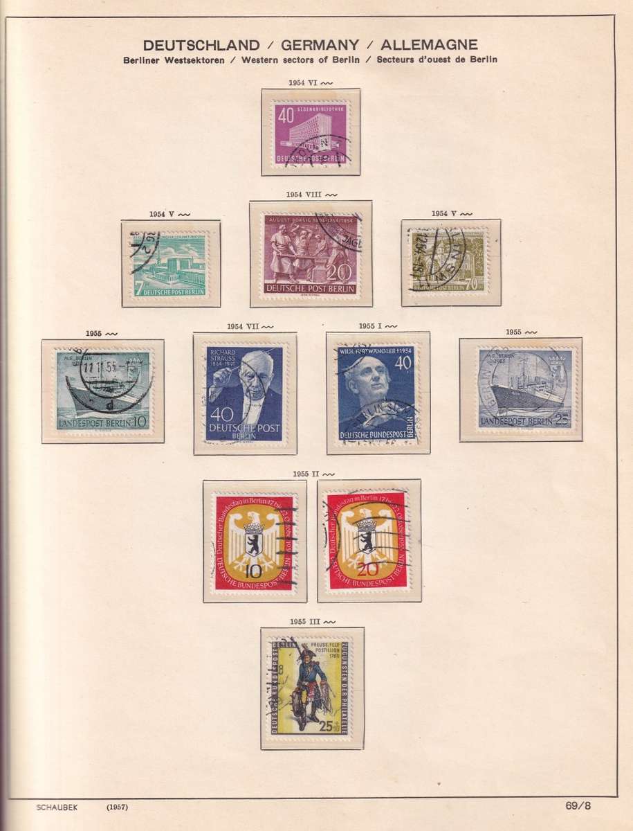 Germany Schaubek pre printed album 1950-1984 sets and part sets, M/H & used   (15 scans)