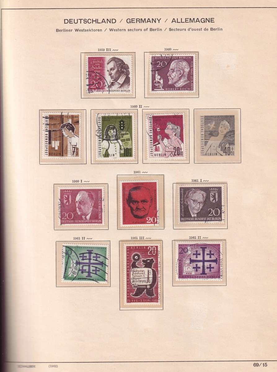 Germany Schaubek pre printed album 1950-1984 sets and part sets, M/H & used   (15 scans)