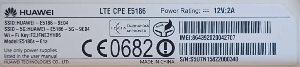 Huawei LTE Router: LTE CPE E5186