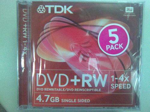 WOW!!! 5 Pack TDK DVD+RW 4.7Gb Single sided. Brand new