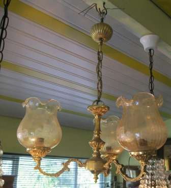 Beautifully Brass Chandelier with Glass Shades