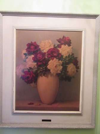 Stunning Vintage Oilograph Red And Whie Roses By G Lavrillier