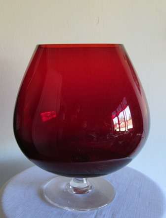 Mid Centuary Large Ruby Red Venetian Brandy Snifter Vase with short Stem