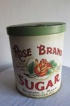 Vintage Rose Brand Sugar Tin NY.
