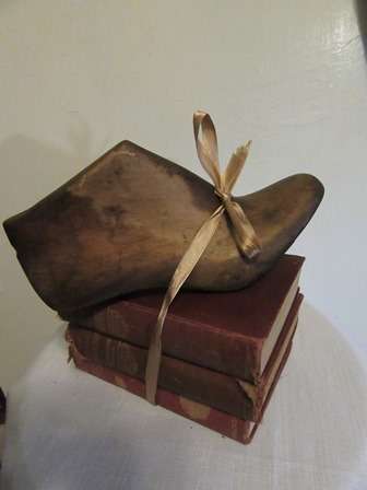 3 X Vintage Charles Dickens Books with Decorative Wooden Shoe Last
