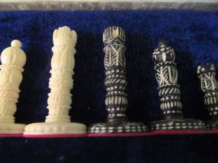 Ivory/ Bone Chess Set in Satin Lined Box