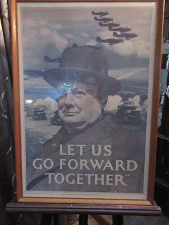 Vintage Winston Churchill Poster " Lets Go Forward Togeather"