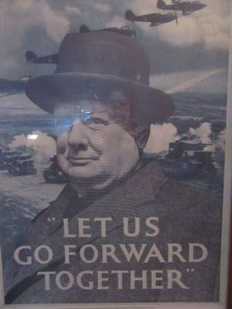Vintage Winston Churchill Poster " Lets Go Forward Togeather"