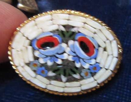 Stunning  Antique Millefori Mosaic Flower Brooch