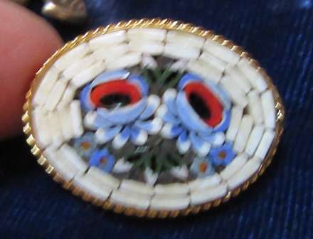 Stunning  Antique Millefori Mosaic Flower Brooch