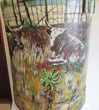 Stunning Large Vintage  Milk With Painted Nguni Cows