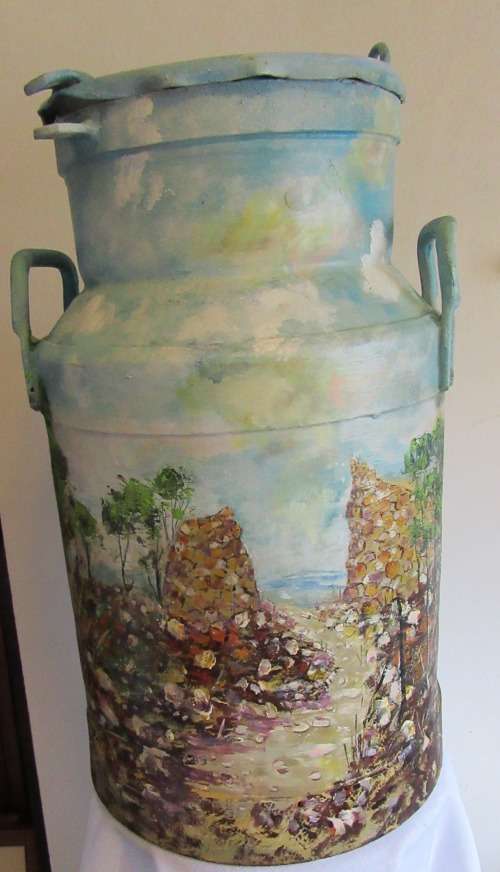 Stunning Large Vintage  Milk With Painted Nguni Cows