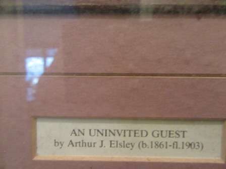 Beautiful Framed Lithograph ` The Uninvited Guest` by Arthur J Elsley 1861