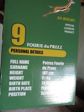 SA Rugby Springbok "Fourie Du Preez" Bobble Head