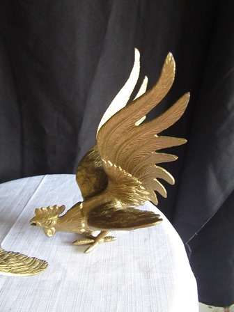 Pair of Gold Fighting Cocks