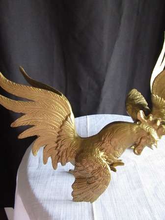 Pair of Gold Fighting Cocks