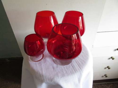 Ruby Red Assorted Brandy Snifter Vase/ Glasses